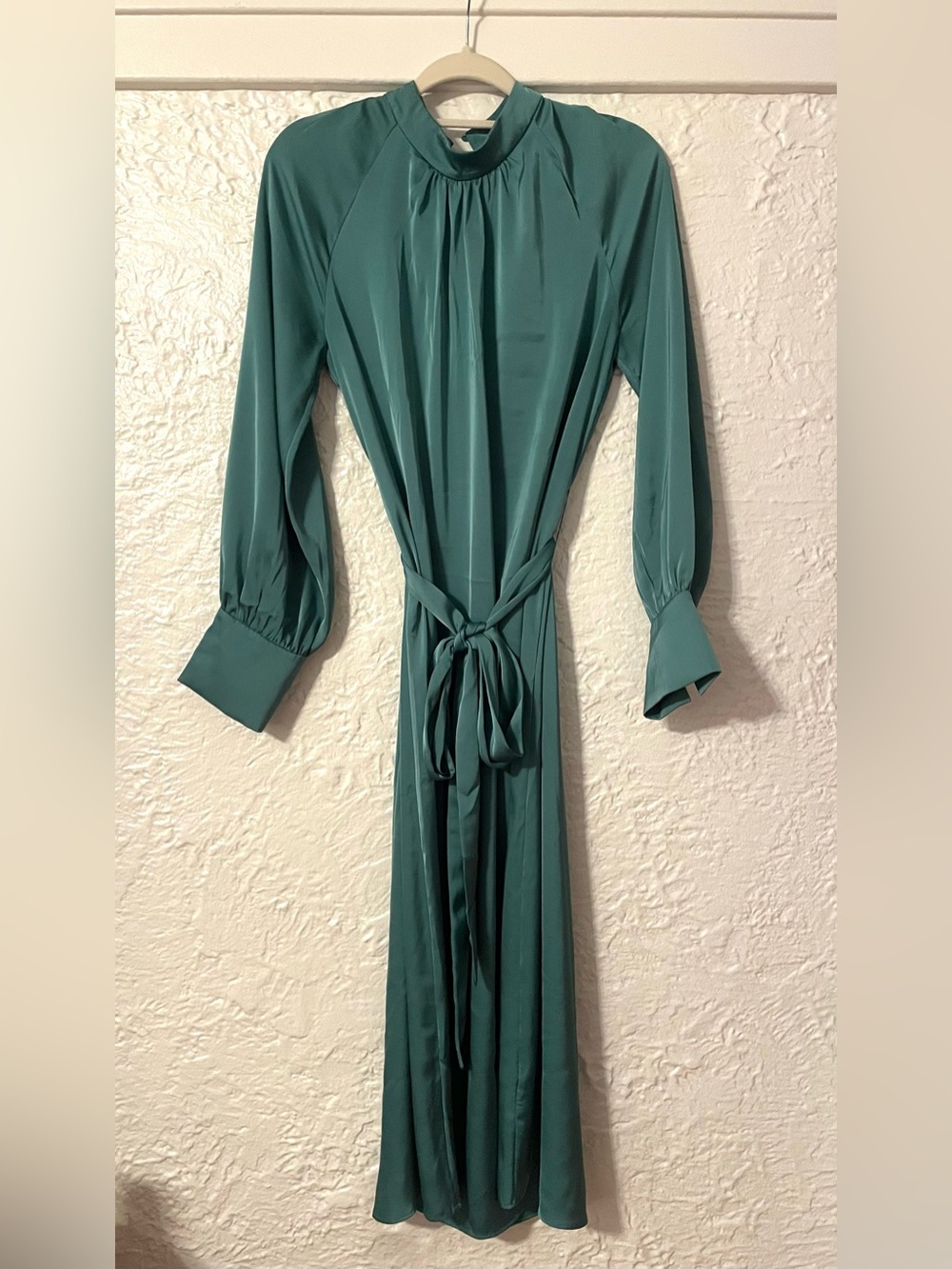 H&M Tie-belt Satin Long-Sleeve Midi Dress - Picture 2 of 4